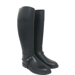 GIVENCHY Rubber Riding Boots SZ 37/ 6.5  Black Equestrian Style Rain Boots